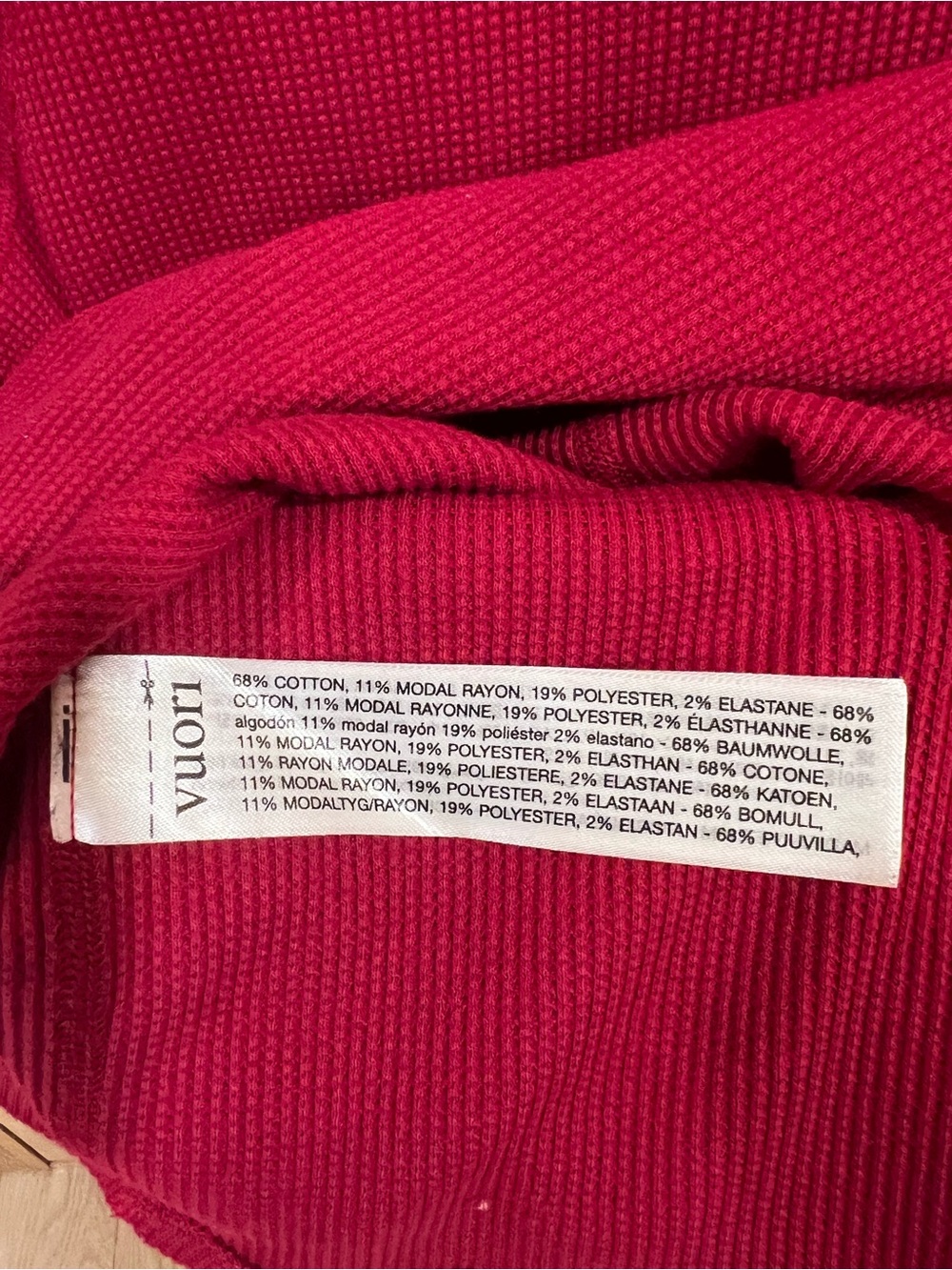 Vuori Waffle Full Zip Hoodie Sweatshirt Dark Red Size Small Active Athleisure - Picture 6 of 6
